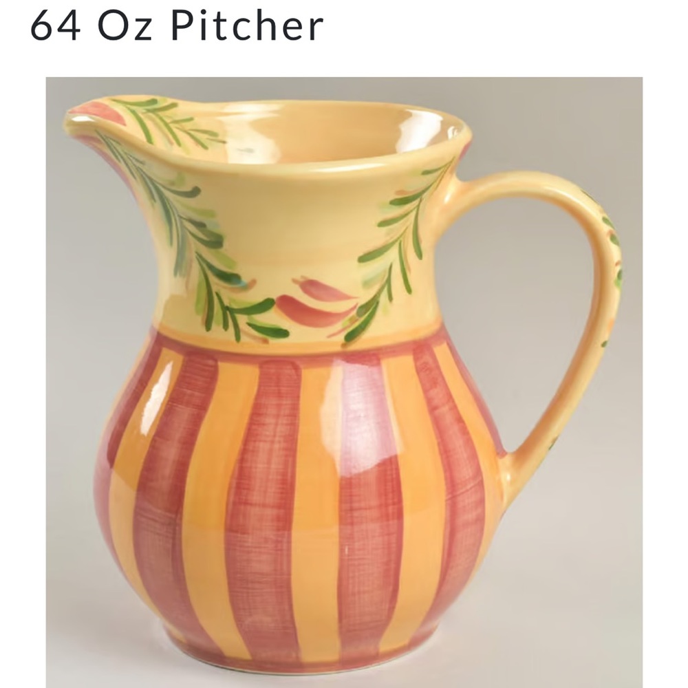 Southern Living at Home Ceramic Gail Pittman Siena 48 oz Pitcher 8”